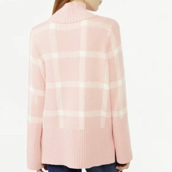 Free Assembly Rib Turtleneck Sweater Medium Pink Plaid Midweight New - Picture 7 of 9